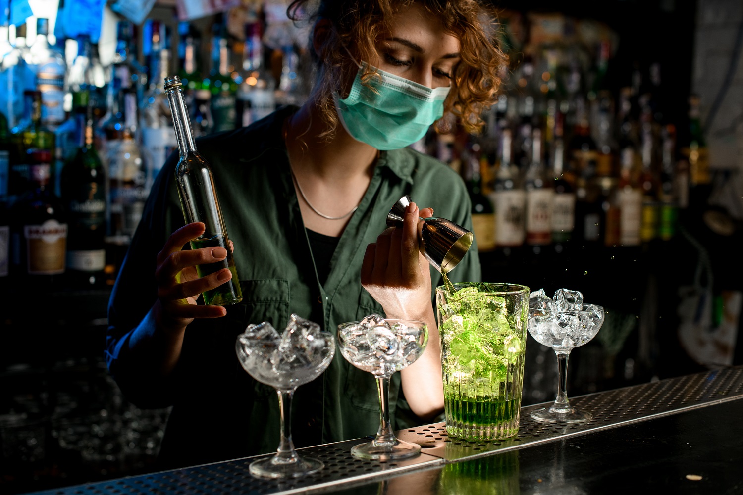 Bartender in a mask