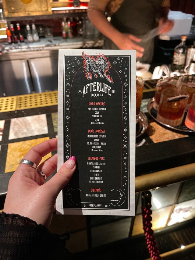 Cocktail menu in Apollonia during the Afterlife Agave Cocktail Competition