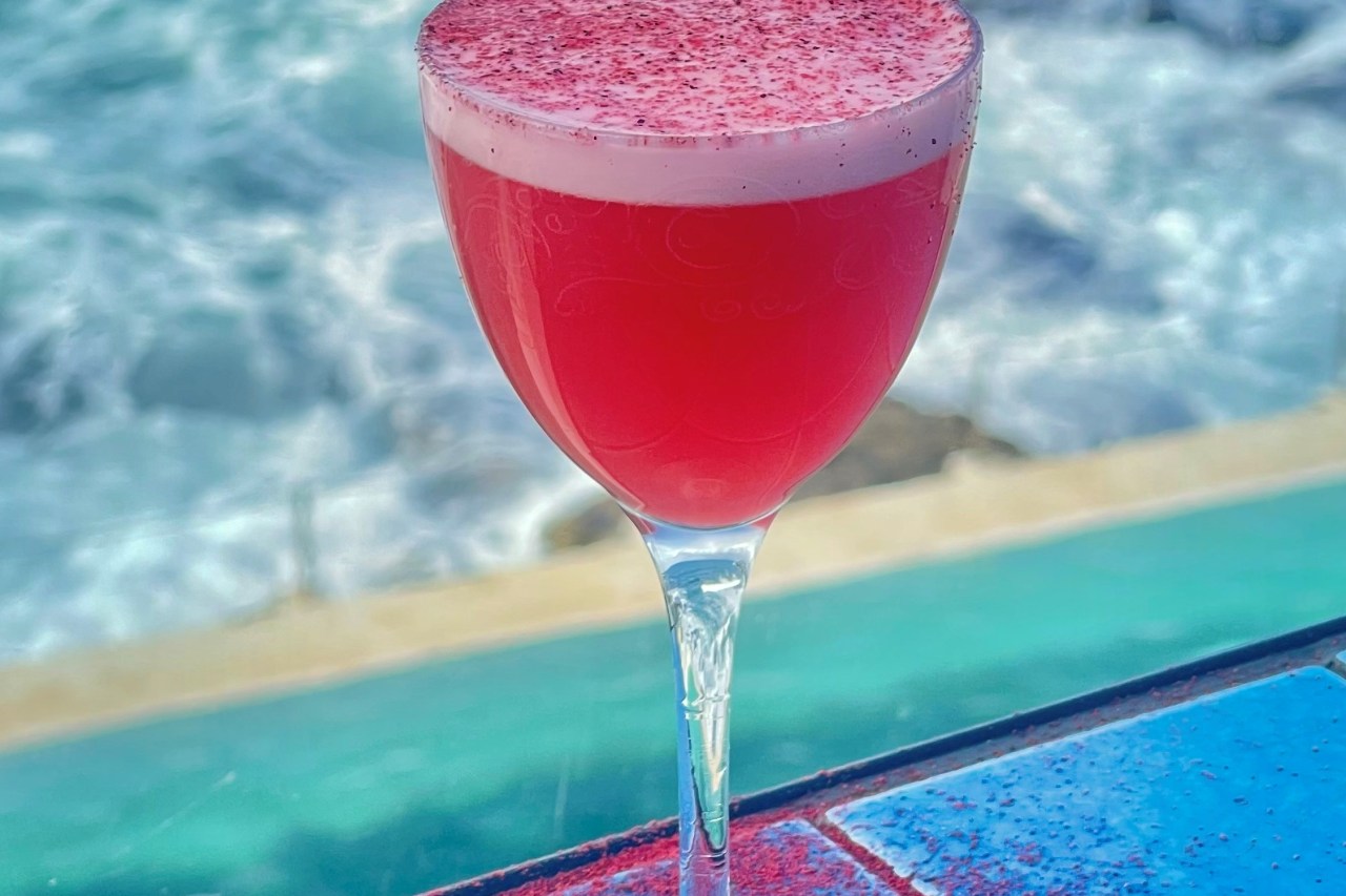 The Margarita Rosa cocktail served beachside at the Icebergs Dining Room and Bar