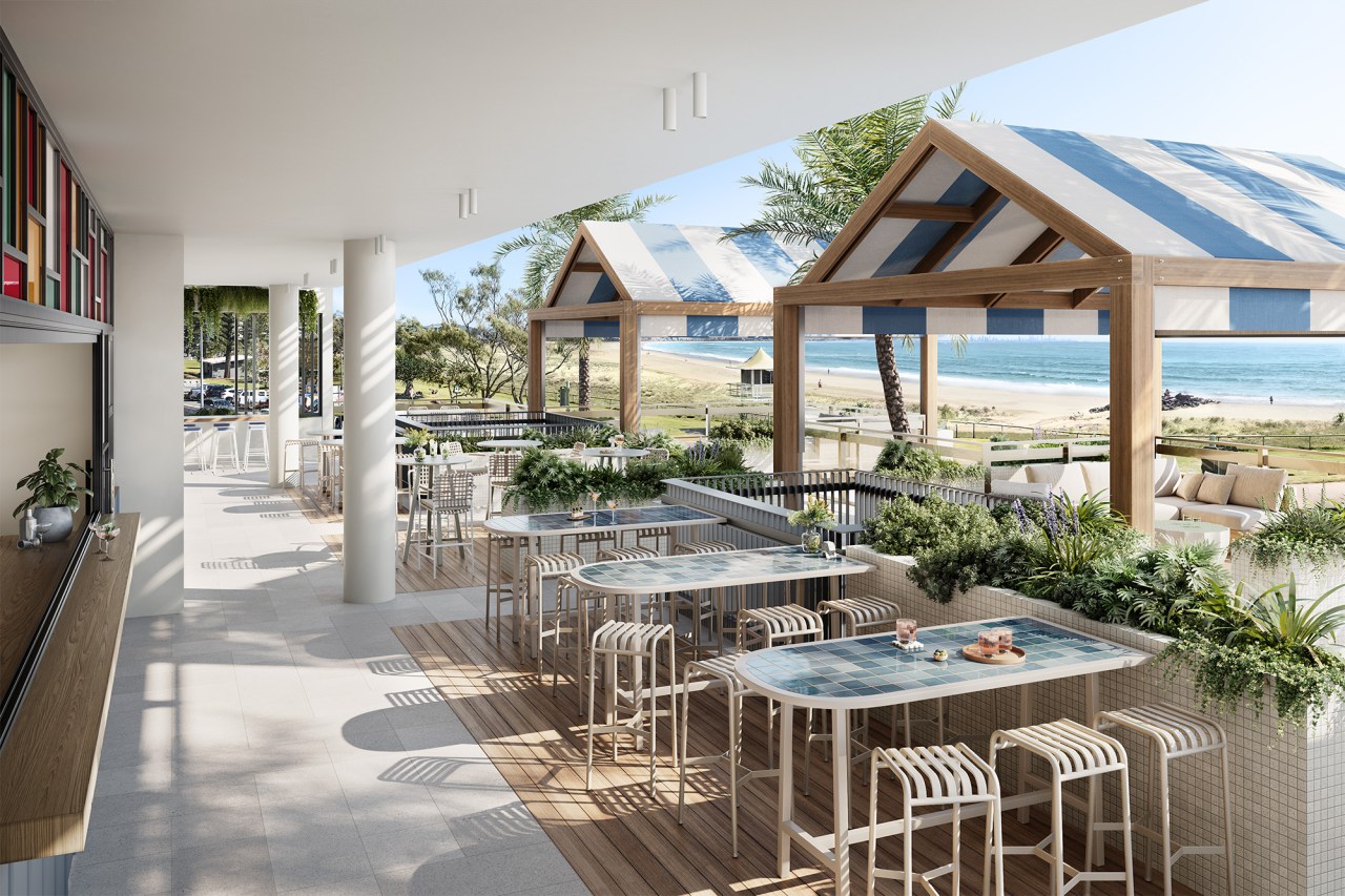 3D render of the Kirra Beach House terrace