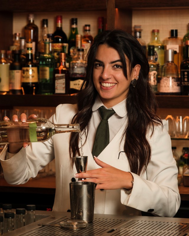 Italian mixologist and bartender Giusy Castaldo serving cocktails at Mayfair establishment Kwãnt, ahead of the Rockpool Sydney bar takeover.